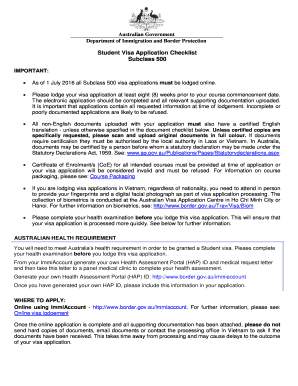 Australian Student Visa Application Checklist Subclass 500