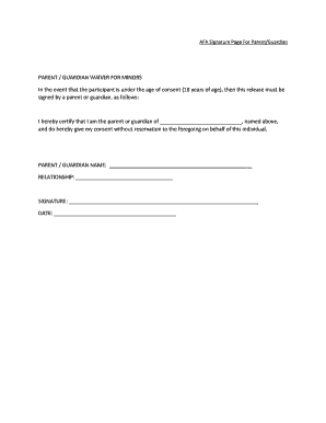 Parent Guardian Waiver for Minors