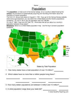 US Population Census Worksheet