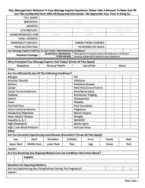 Massage Client Intake Form