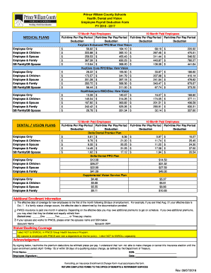 Prince William County Schools Employee Payroll Deduction Form