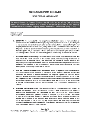 Virginia Residential Property Disclosure Form