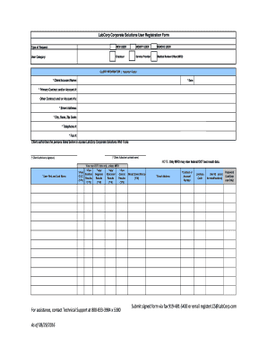LabCorp Corporate Solutions User Registration Form