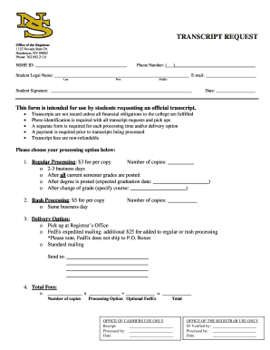 Transcript Request Form