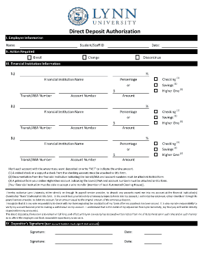 Direct Deposit Authorization Form