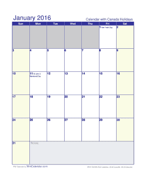 Lowndes county schools calendar - January 2016 Canada Calendar with Holidays. Canada Calendar with Holidays