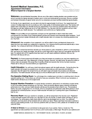 Surgical Abortion Appointment Information
