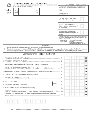 Tennessee Liquor by the Drink Tax Form