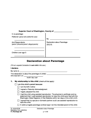 Washington State Declaration about Parentage