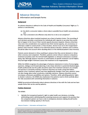 New Zealand Advance Directive Form