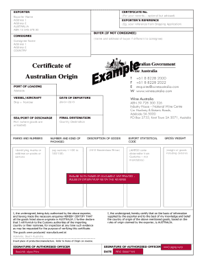 Certificate of Australian Origin