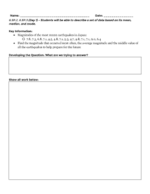 Earthquake Data Analysis Worksheet