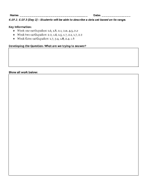 Student Earthquake Data Analysis Worksheet