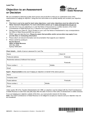 NSW Land Tax Objection Form