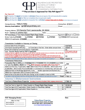 Pay-at-Close Approval Form
