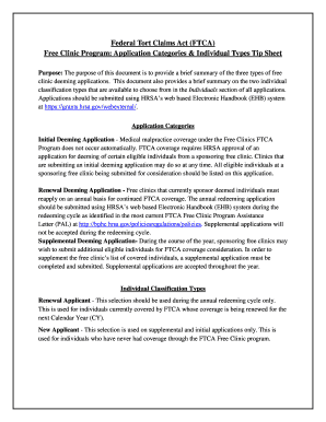 Fillable Online bphc hrsa Federal Tort Claims Act (FTCA) Free Clinic ...