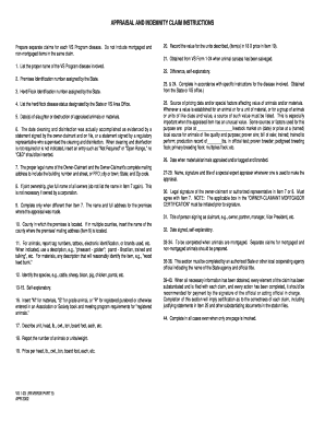 USDA Appraisal and Indemnity Claim Form