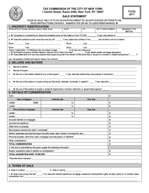 New York City Sale Statement Form TC230