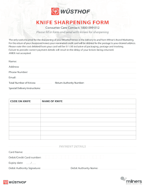 Knife Sharpening Service Form