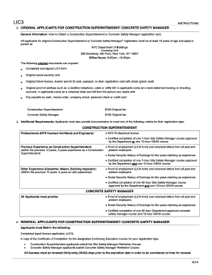 Construction Superintendent/Concrete Safety Manager Registration Form