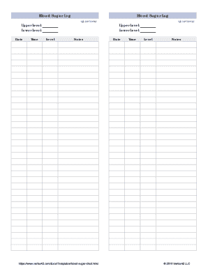 Blood Sugar Log. Printable Blood Sugar Log