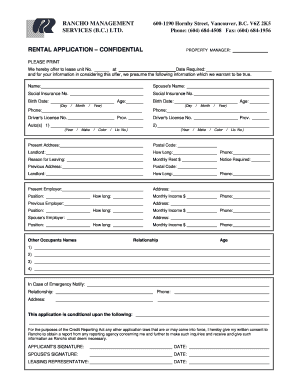 Rental Application Form