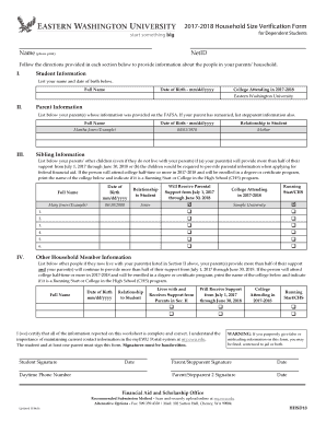 Eastern Washington University Household Information Form