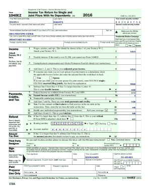 IRS Form 1040EZ 2016