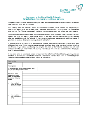 Mental Health Tribunal Report for Patients and Carers