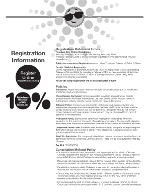 Roper Mountain Science Center Camp Registration Form