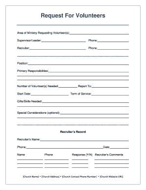 Request For Volunteers Form