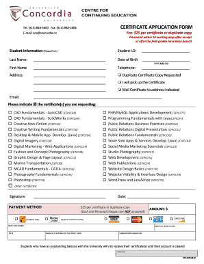 Certificate Application Form