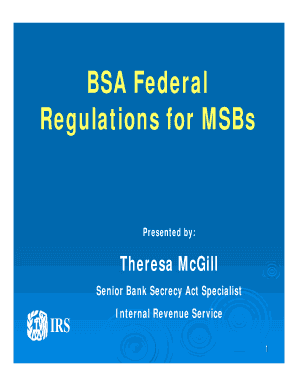 Bank Secrecy Act Regulations for MSBs