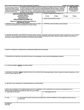 USDA APHIS Import Permit Application