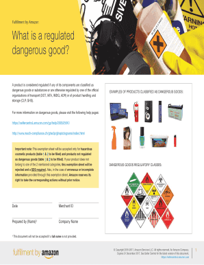 Amazon Dangerous Goods Exemption Sheet