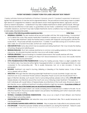 Patient Informed Consent Form for Laser Limelight Skin Therapy