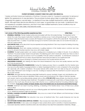 Patient Informed Consent Form for Laser Vein Removal