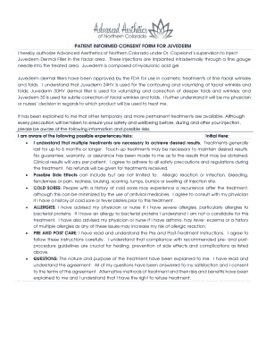 Patient Informed Consent Form for Juvederm