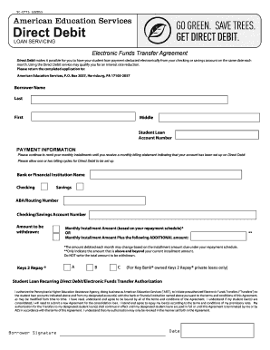 Electronic Funds Transfer Agreement for Student Loans