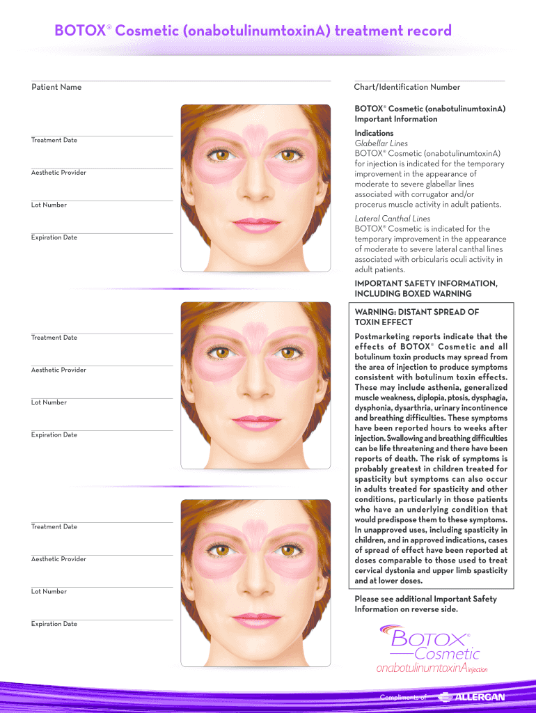 Allergan Botox Treatment Record Fill Online Printable Fillable 
