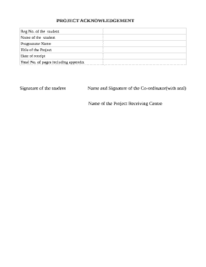 Project Acknowledgement Form