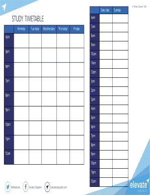 Study Timetable Template