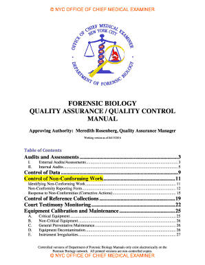 Fillable Online Nyc Quality Assurance Quality Control Procedures
