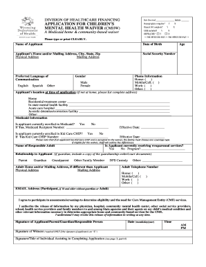 Children's Mental Health Waiver Application