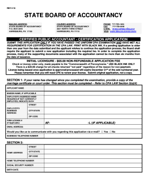 Pennsylvania CPA Certification Application