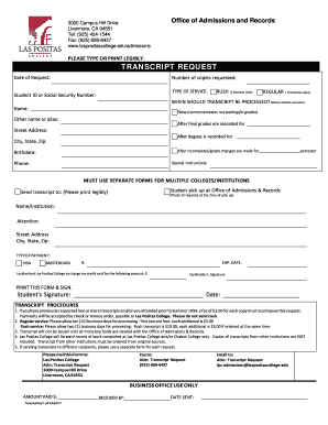 Las Positas College Transcript Request Form