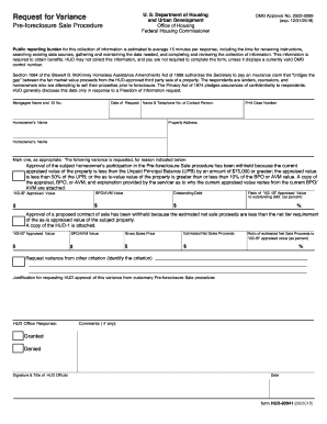 HUD Request for Variance Form