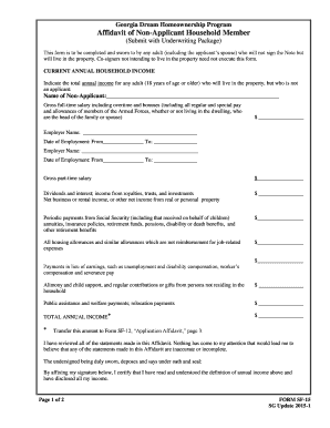 Georgia Dream Homeownership Program Affidavit