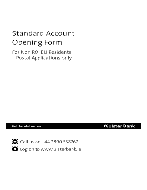 Ulster Bank Standard Account Opening Form