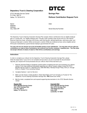 DTCC Savings Plan Rollover Contribution Request Form